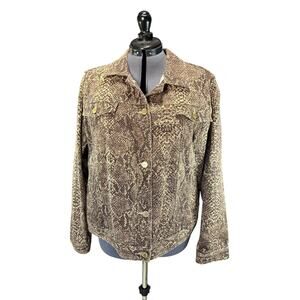 CHAPS Snake Skin Print Denim Stretch Cotton Women's Jacket Size XL